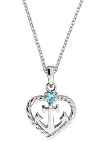 Firetti Damen Kette mit Anhänger "Schmuck Geschenk Silber 925 Halsschmuck Halskette Ankerkette Herz", Silber 925 (Sterlingsilber), L: 45cm, bunt,