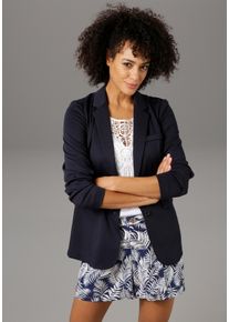 Aniston CASUAL Damen Jackenblazer, blau, modisch, Gr. 40, unifarben, Jersey, Obermaterial: 71% Polyester, 25% Viskose, 4% Elasthan, Blazer, mit