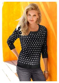 Inspirationen Damen Strickpullover "Pullover", schwarz-weiß, Gr. 38, gemustert, mehrfarbig, 100% Polyacryl, Pullover