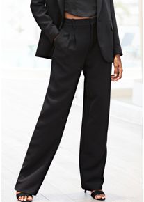Lascana Damen Anzughose, schwarz, modisch, Gr. 38, unifarben, Web, Obermaterial: 100% Polyester. Taschenfutter: 53% Viskose, 47% Polyester, Hosen, im