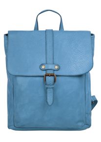 Samantha Look Cityrucksack, blau, Rindsleder, Leder, casual, Rucksäcke, Echt Leder, Made in Italy