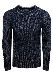 Rusty Neal Herren Strickpullover, blau, casual, Gr. M, unifarben, mehrfarbig, 70% Polyacryl, 30% Baumwolle, Pullover, mit ausgefallenem Strickmuster