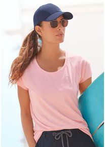 ELBSAND Damen T-Shirt "Ranva", rosa, casual, Gr. XL, meliert, Jersey, Obermaterial: 50% Baumwolle, 50% Polyester, Shirts, mit Logodruck, Kurzarmshirt