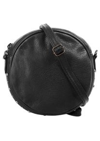 FORTY Damen Umhängetasche, schwarz, Leder, unifarben, leicht glänzend, Taschen, echt Leder