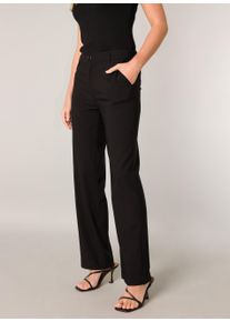 Base Level Damen Stoffhose, schwarz, casual, Gr. 46, unifarben, Stoff, Obermaterial: 77% Viskose, 20% Nylon, 3% Elasthan, Hosen, mit Schlag und