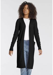 Tamaris Damen Strickjacke, schwarz, Basic, Gr. 44, Strick, Obermaterial: 50% Viskose, 28% Polyester, 22% Polyamid, Strickjacken, in Longform