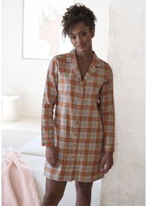 Vivance Dreams Damen Nachthemd, Gr. 32, orange, Flanell, Obermaterial: 100% Baumwolle, kariert, mehrfarbig, klassisch, Kleider, aus kuschelig weichem