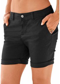 Lascana Damen Bermudas, schwarz, casual, Gr. 34, unifarben, Denim/Jeans, Obermaterial: 98% Baumwolle, 2% Elasthan, Hosen, zum Krempeln, aus