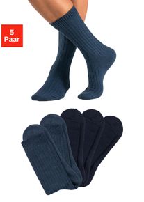 H.I.S. H.I.S Herren Arbeitssocken, Gr. 35, blau, Baumwollmischung, uni und meliert, Socken, besonders grob gestrickt