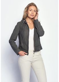 Maze Damen Lederjacke "Donie", grau, Gr. XL, Obermaterial: 100% Lammleder/ Innenmaterial 100% Polyester / Ärmelfutter: 100% Polyester, Jacken