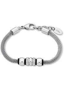 s.Oliver Damen Armband "9240135", Edelstahl-Kautschuk, schwarz, Edelstahl, Kautschuk, Armbänder, mit Kristall