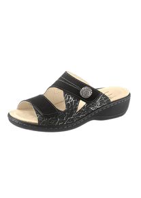 Belvida Damen Pantolette, Gr. 37, schwarz, Glattleder, Nubukleder, klassisch, Schuhe