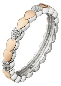 Jobo Damen Silberring "Herzen", 54, Silber 925 (Sterlingsilber), silber, Silber 925 (Sterlingsilber), Fingerringe, 925 Silber bicolor vergoldet