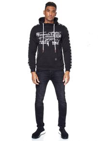 Rusty Neal Herren Kapuzensweatshirt, schwarz, Gr. XXL, bedruckt, meliert, 70% Baumwolle, 30% Polyester, Sweatshirts, mit plakativem Frontprint