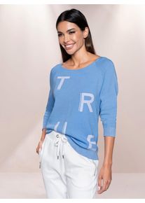 Heine Damen Rundhalspullover "Pullover", blau, Gr. 38, gemustert, unifarben, 67% Viskose, 29% Polyamid, 3% Polyester, 1% metallisierte Fasern,