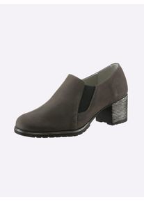 Heine Damen Hochfrontpumps, Gr. 41, grau, Leder, Rindsleder, Veloursleder, modisch, Schuhe