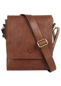Pike PIKÉ Damen Umhängetasche, braun, Leder, glänzend, beschichtet, Taschen, echt Leder, Made in Italy