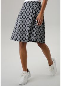 Damen Jerseyrock, grau, elegant, Gr. 42, Aniston SELECTED, gepunktet, gestreift, Jersey, Sweatware, Obermaterial: 60% Polyester, 30% Viskose, 10%