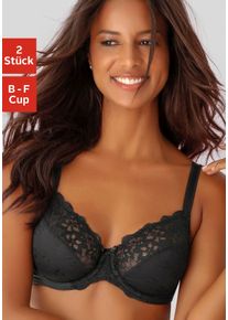 Petite Fleur Damen Bügel-BH, Gr. 115, schwarz, Spitze, Obermaterial: 90% Polyamid, 10% Elasthan, klassisch, BHs, mit elastischer Spitze, Dessous