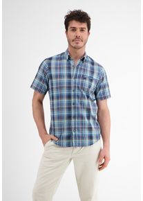 Lerros Herren Kurzarmhemd "Lerros Kariertes Halbarmhemd, Baumwoll-Leinen-Mix", blau, Gr. L, 71%Baumwolle, 29%Linen, Hemden