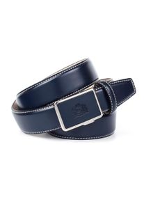 Anthoni Crown Damen Ledergürtel, blau, Gr. 110, unifarben mit Farbeinsatz, Leder, Gürtel, mit Kontrast Stitching