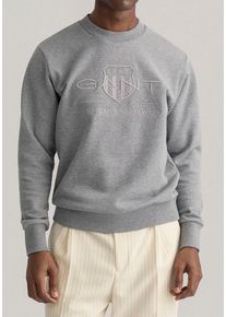 Gant Herren Sweatshirt "D1. TONAL ARCHIVE SHIELD C-NECK", grau, casual, Gr. S, Sweatware, Obermaterial: 100% Baumwolle, Sweatshirts, mit
