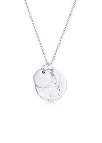 Elli Damen Kette mit Anhänger "Plättchen Münzen Organic Look 925 Silber", 60, ohne Stein, Silber 925 (Sterlingsilber), L: 45cm, silber, Silber 925