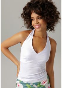 Aniston CASUAL Damen Neckholdertop, weiß, modisch, Gr. 36, unifarben, Single Jersey, Obermaterial: 95% Viskose, 5% Elasthan, Tops, mit Trägern zum