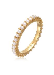 Elli Damen Perlenring "Bandring Memoire Glasperle 925 Sterling Silber", 52mm, ohne Stein, Silber 925 (Sterlingsilber), 3mm, gold, Silber 925