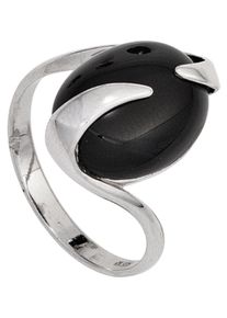 Jobo Damen Silberring, 50, Silber 925 (Sterlingsilber), silber, Silber 925 (Sterlingsilber), Fingerringe, 925 Silber mit Onyx