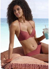 Lascana Damen Push-Up-Bikini-Top "Shiva", rot, Gr. 34, unifarben, Recycling-Polyamid, Bikini-Oberteile, in trendiger Unifarbe