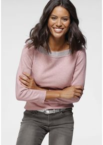 Laura Scott Damen Strickpullover, rosa, feminin, Gr. 38, meliert, Feinstrick, Obermaterial: 70% Viskose, 30% Polyamid, Pullover, mit U-Boot Ausschnitt