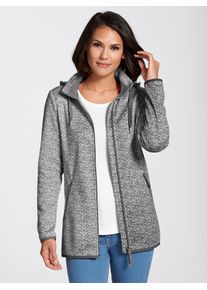 Casual Looks Damen Kapuzenfleecejacke, grau, Gr. 50, gemustert, mehrfarbig, bedruckt, 100% Polyester, Jacken