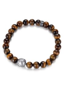 Firetti Herren Perlenarmband "Schmuck Geschenk Armschmuck Armkette Perle", Edelstahl-Nylon, braun, Edelstahl, Nylon, Armbänder, mit Onyx, Jaspis oder