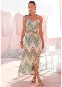 Lascana Damen Midikleid, bunt, modisch, Gr. 46, bedruckt, Jersey, Obermaterial: 100% Viskose, Kleider, mit sommerlichem Print und Schlitz,