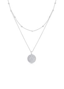 Elli Damen Gliederkette "Münze Plättchen Kristalle 925 Silber", 40, Silber 925 (Sterlingsilber), L: 40cm, silber, Silber 925 (Sterlingsilber),