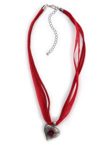 Allgäu Rebell ALLGÄU REBELL Damen Kette mit Anhänger "Gerda", rot, Basic, Metall, Halsketten, mit Leder- und Organzaband