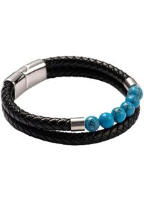Firetti Armband "Schmuck Geschenk Armschmuck Armkette Edelstein Perlen, Onesize", Edelstahl-Leder, bunt, Edelstahl, Leder, Armbänder, Made in Germany