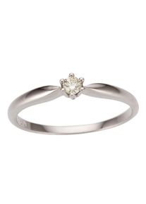 Firetti Damen Solitärring "Schmuck Geschenk Gold 750 Damenring Verlobungsring Goldring Solitär", 18, 0,1 ct P2 = erkennbare Einschlüsse, Weißgold