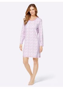 wäschepur WÄSCHEPUR Damen Nachthemd "Langarm-Sleepshirts", Gr. 36, lila, 100% Baumwolle, Meliert:95% Baumwolle, 5% Viskose, gemustert, gestreift, unifarben,