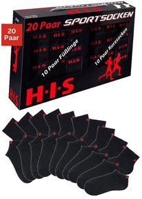 H.I.S. H.I.S Damen Kurzsocken, Gr. 35, schwarz, Polyamid, Baumwolle, Elasthan, Rippstruktur, uni, Socken, und Sneakersocken mit Frottee