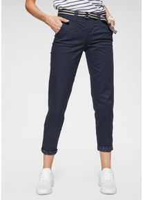 Kangaroos Damen Chinohose, blau, casual, Gr. 46, unifarben, bedruckt, Obermaterial: 98% Baumwolle, 2% Elasthan, Hosen, inkl. Gürtel und Sterne Print