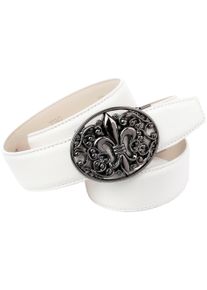 Anthoni Crown Damen Ledergürtel, weiß, Gr. 90, unifarben, Leder, Gürtel, mit anthrazitfarbener Lilien-Schließe