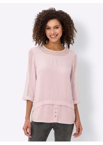 Heine Damen Crepebluse, rosa, Gr. 48, unifarben, 100% Polyester, Besatz:100% Polyester, Blusen