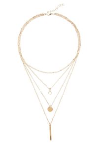 Lascana Damen Kette mit Anhänger, gold, modisch, glänzend, Metall, Halsketten, Vierreihiges Kettenset mit Anhänger, Halskette, Halsschmuck