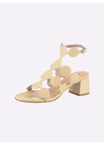 Heine Damen Sandalette, Gr. 37, beige, Leder, Glattleder, modisch, Schuhe