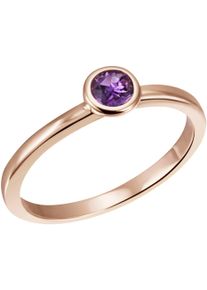 Firetti Damen Fingerring "Schmuck Geschenk Gold 375 Gold 585 Goldring Solitär", 56, Roségold 585, 1,8mm, lila, Rosu00e9gold 585, Fingerringe, mit