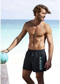 s.Oliver Herren Badeshorts, schwarz, Gr. M, unifarben, Microfaser, Polyester, Badehosen, mit seitlichem Logodruck
