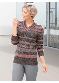 Casual Looks Damen V-Ausschnitt-Pullover "Pullover", orange, Gr. 38, meliert, gemustert, mehrfarbig, 100% Polyacryl, Pullover