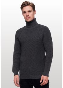 Rusty Neal Herren Rollkragenpullover, grau, casual, Gr. L, unifarben, 50% Baumwolle, 50% Polyacryl, Pullover, mit kuscheligem Rollkragen